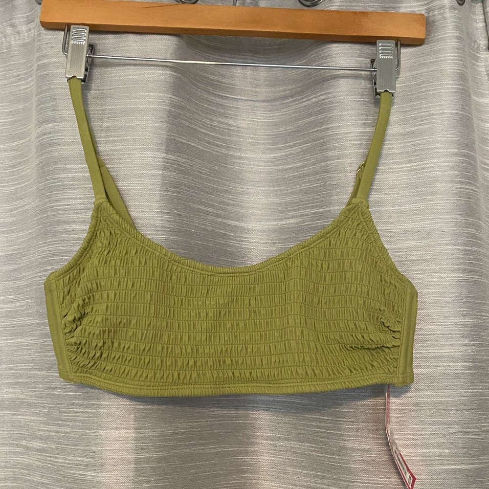 Xhiliration Smocked Bikini Top NWT